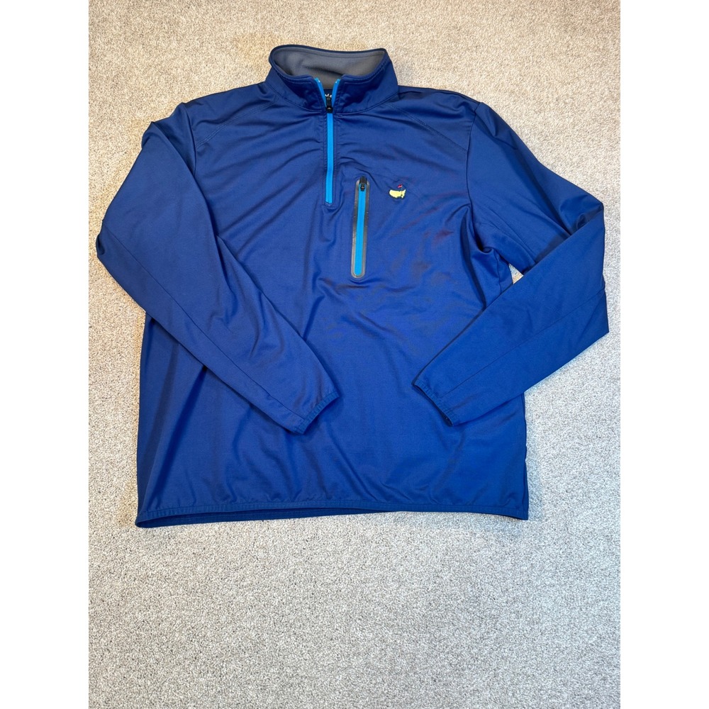 Masters Tech Mens Navy Blue Quarter Zip Golf Pullover Fleece Lined Large